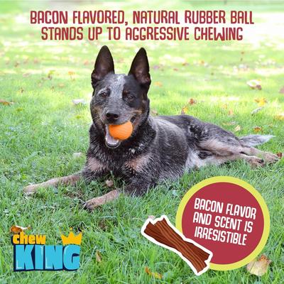 Show full view: Chew King by Mammoth Bacon Flavored Supreme Fetch Tough Chew Ball Dog Toy, Orange, 2 count, 2.5-in slide 5 of 8
