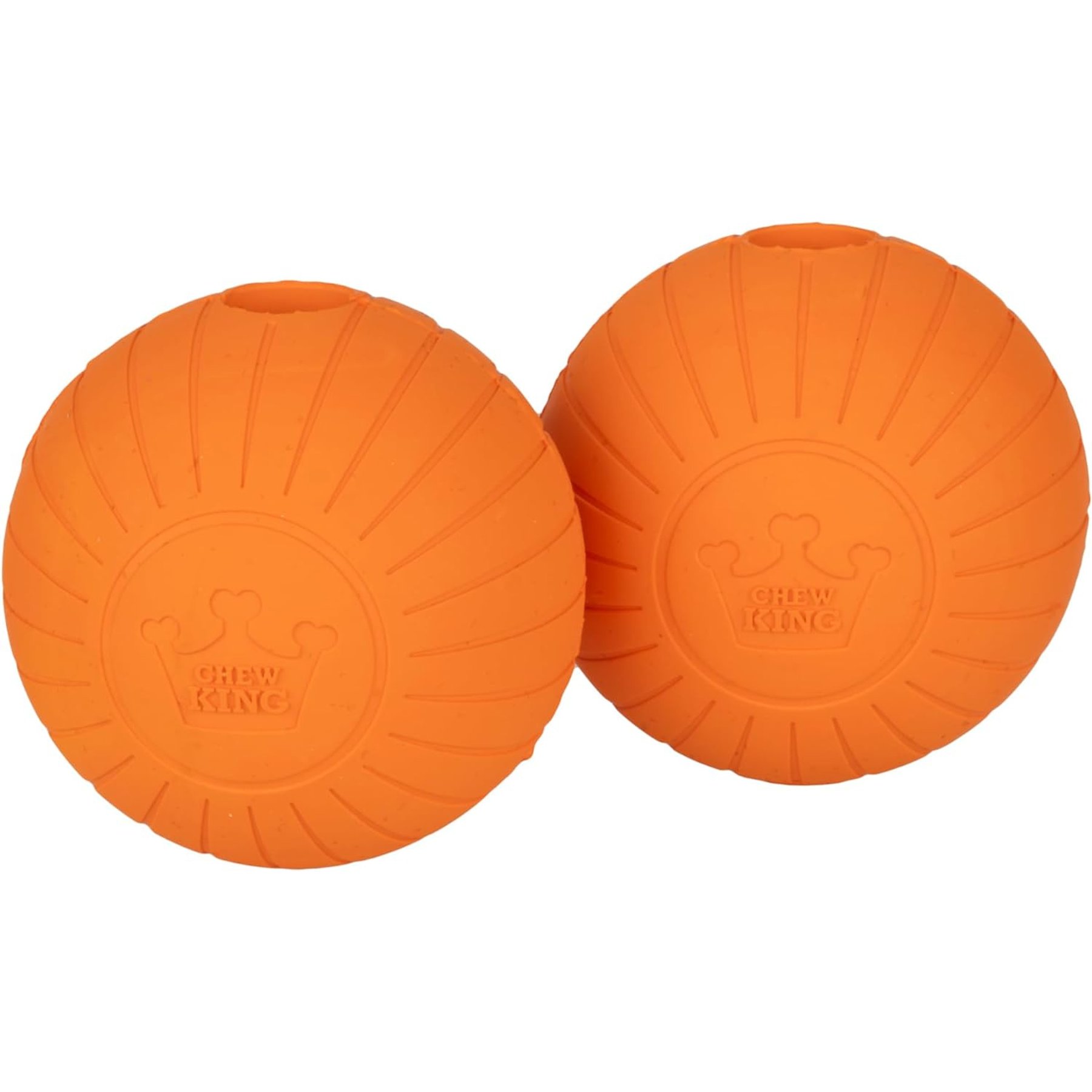 Chew King by Mammoth Bacon Flavored Supreme Fetch Tough Chew Ball Dog Toy, Orange, 2 count, 3-in