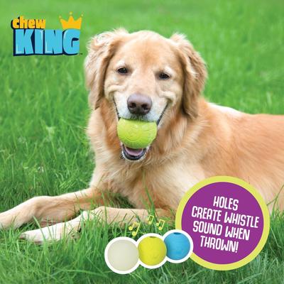 Show full view: Chew King by Mammoth Glowing Fetch Tough Chew Combo Ball Dog Toy, White, Green & Blue, 3-in slide 7 of 10