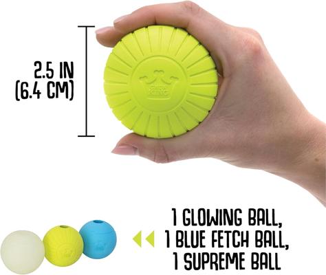 Show full view: Chew King by Mammoth Glowing Fetch Tough Chew Combo Ball Dog Toy, White, Green & Blue, 3-in slide 4 of 10