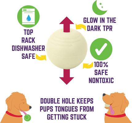 Show full view: Chew King by Mammoth Glowing Fetch Value Pack Tough Chew Ball Dog Toy, Green, 8 count slide 4 of 9