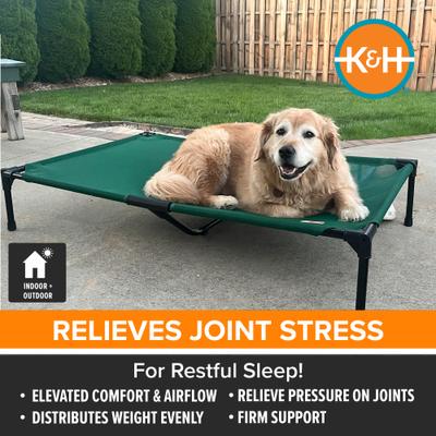Show full view: K&H Pet Products All Weather Outdoor Elevated Cot Dog Bed, Green, Large slide 4 of 12