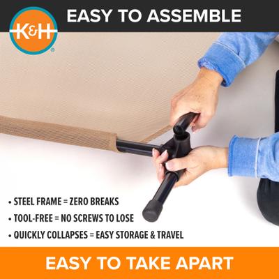 Show full view: K&H Pet Products All Weather Outdoor Elevated Cot Dog Bed, Tan, Medium slide 7 of 13