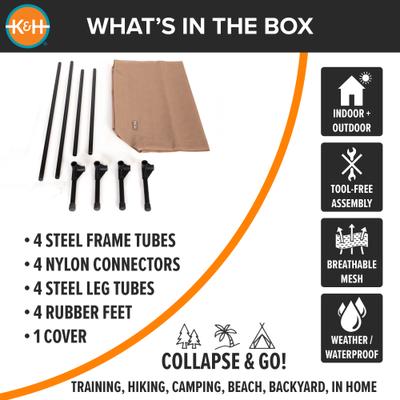 Show full view: K&H Pet Products All Weather Outdoor Elevated Cot Dog Bed, Tan, Medium slide 8 of 13