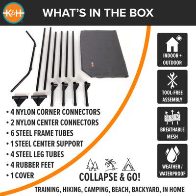 Show full view: K&H Pet Products All Weather Outdoor Elevated Cot Dog Bed, Gray, Jumbo slide 7 of 12