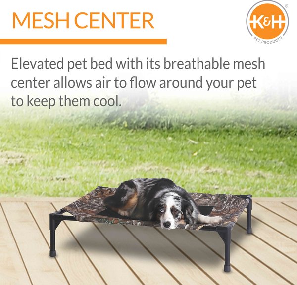 Show full view: K&H Pet Products Original Steel Frame Cot Outdoor Elevated Dog Bed, Realtree Edge, Camo/Black Mesh, Large slide 5 of 13