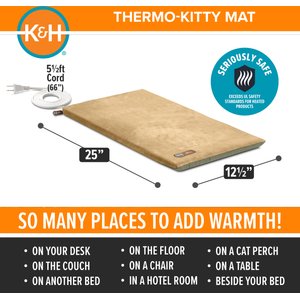 K&H Pet Products Thermo-Kitty Mat Heated Cat Bed, Sage/Tan 