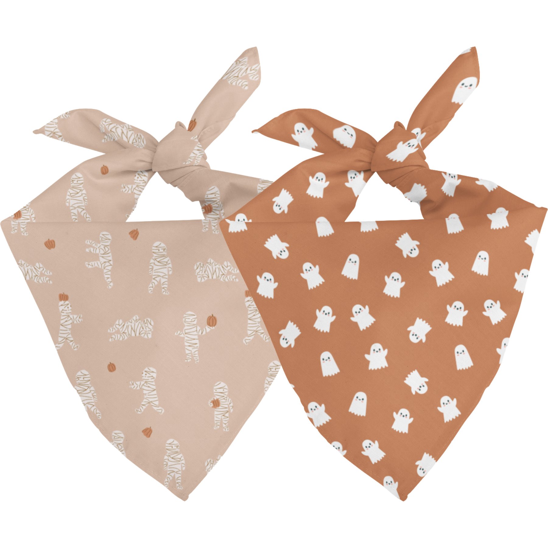 Dog Bandana Co. Mummy & Ghost Dog Bandana, Orange, Medium