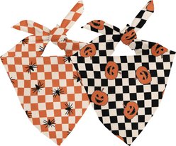 Dog Bandana Co. Halloween Plaid Dog Bandana, Black, Small