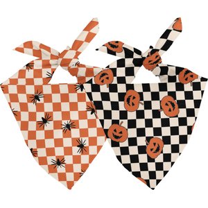 Dog Bandana Co. Halloween Plaid Dog Bandana, Black, Large