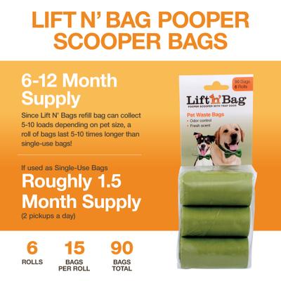 Show full view: Neater Pets Lift N' Bag Extra-Capacity Dog Poop Bags, Green, 14 x 9.5-in, 90 count slide 6 of 7