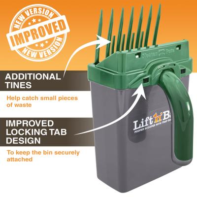 Show full view: Neater Pets Lift N' Bag Dog Pooper Scooper with Trap Door, 6 x 3 x 11-in, Gray/Green slide 4 of 10