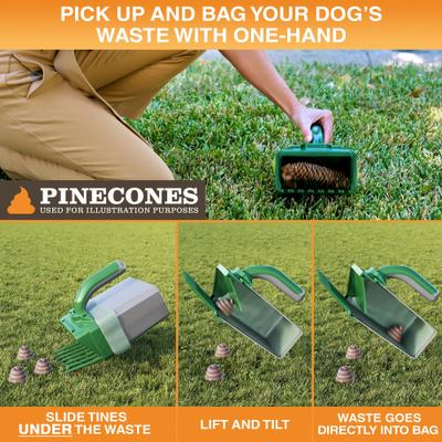 Show full view: Neater Pets Lift N' Bag Dog Pooper Scooper with Trap Door, 6 x 3 x 11-in, Gray/Green slide 3 of 10