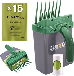 Neater Pets Lift N' Bag Dog Pooper Scooper with Trap Door, 6 x 3 x 11-in, Gray/Green