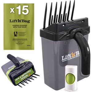 Neater Pets Lift N' Bag Dog Pooper Scooper with Trap Door, 6 x 3 x 11-in, Gray/Black