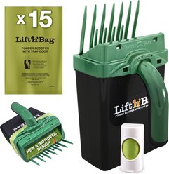 Neater Pets Lift N' Bag Dog Pooper Scooper with Trap Door, 6 x 3 x 11-in, Black/Green