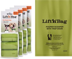Neater Pets Lift N' Bag Extra-Capacity Dog Poop Bags, Green, 14 x 9.5-in, 180 coun