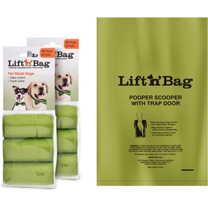 Neater Pets Lift N' Bag Extra-Capacity Dog Poop Bags, Green, 14 x 9.5-in, 90 count