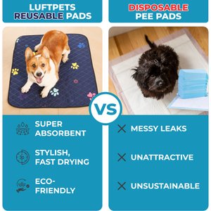 LuftPets Super Absorbent Unscented Washable Dog Training Pee Pads, 2 count, 18 x 24-in