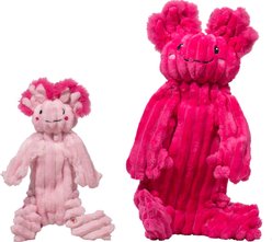 HuggleHounds X-Brace Gillie Axolotl Plush Dog Toy, Raspberry