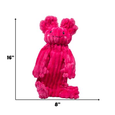 Show full view: HuggleHounds X-Brace Gillie Axolotl Plush Dog Toy, Raspberry slide 4 of 9