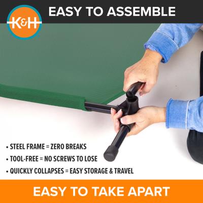 Show full view: K&H Pet Products All Weather Outdoor Elevated Cot Dog Bed, Green, Large slide 6 of 12