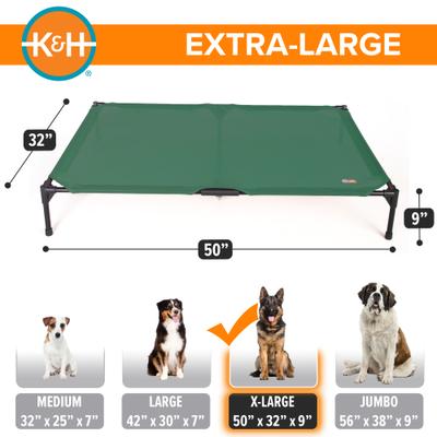 Show full view: K&H Pet Products All Weather Outdoor Elevated Cot Dog Bed, Green, X-Large slide 5 of 12