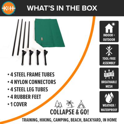 Show full view: K&H Pet Products All Weather Outdoor Elevated Cot Dog Bed, Green, Large slide 7 of 12