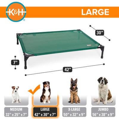 Show full view: K&H Pet Products All Weather Outdoor Elevated Cot Dog Bed, Green, Large slide 5 of 12