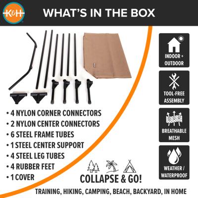 Show full view: K&H Pet Products All Weather Outdoor Elevated Cot Dog Bed, Tan, X-Large slide 8 of 13