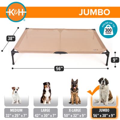 Show full view: K&H Pet Products All Weather Outdoor Elevated Cot Dog Bed, Tan, Jumbo slide 6 of 13