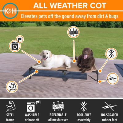 Show full view: K&H Pet Products All Weather Outdoor Elevated Cot Dog Bed, Tan, X-Large slide 4 of 13