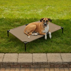 K&H Pet Products All Weather Outdoor Elevated Cot Dog Bed, Tan, X-Large