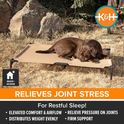 Show full view: K&H Pet Products All Weather Outdoor Elevated Cot Dog Bed, Tan, Large slide 4 of 12