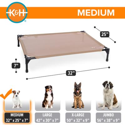 Show full view: K&H Pet Products All Weather Outdoor Elevated Cot Dog Bed, Tan, Medium slide 6 of 13