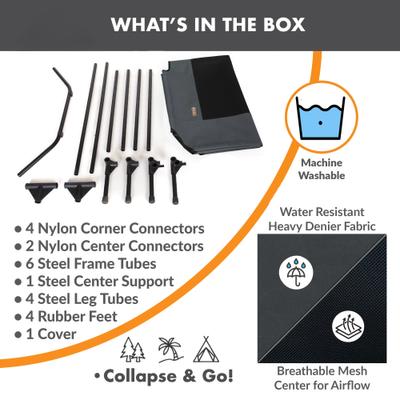 Show full view: K&H Pet Products Original Steel Frame Cot Outdoor Elevated Dog Bed, Charcoal/Black, X-Large slide 7 of 13