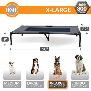 K&H Pet Products Original Steel Frame Cot Outdoor Elevated Dog Bed, Charcoal/Black, X-Large