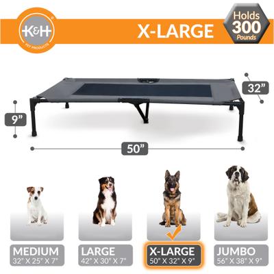 Show full view: K&H Pet Products Original Steel Frame Cot Outdoor Elevated Dog Bed, Charcoal/Black, X-Large slide 3 of 13