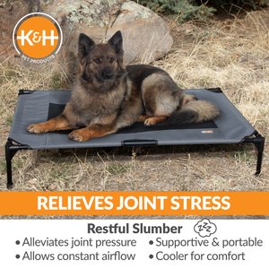 K&H Pet Products Original Steel Frame Cot Outdoor Elevated Dog Bed, Charcoal/Black, X-Large
