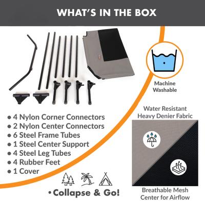 Show full view: K&H Pet Products Original Steel Frame Cot Outdoor Elevated Dog Bed, Taupe/Black, X-Large slide 8 of 13