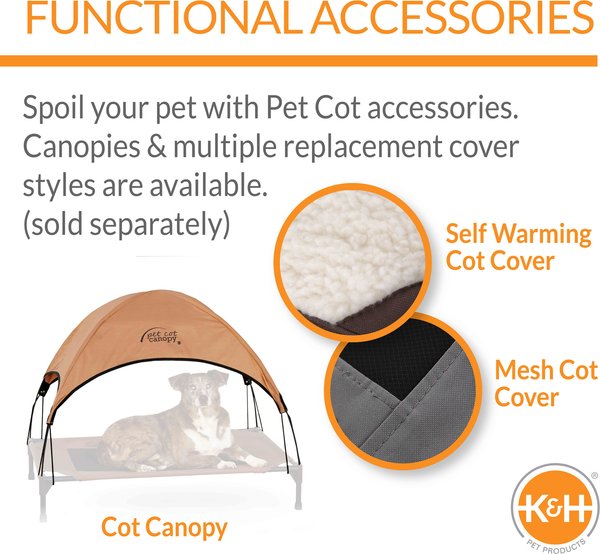 Show full view: K&H Pet Products Original Steel Frame Cot Outdoor Elevated Dog Bed, Realtree Edge, Camo/Black Mesh, Large slide 7 of 13