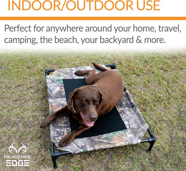 Show full view: K&H Pet Products Original Steel Frame Cot Outdoor Elevated Dog Bed, Realtree Edge, Camo/Black Mesh, Large slide 8 of 13