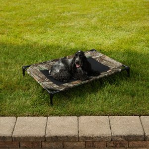 K&H Pet Products Original Steel Frame Cot Outdoor Elevated Dog Bed, Realtree Edge, Camo/Black Mesh, Large