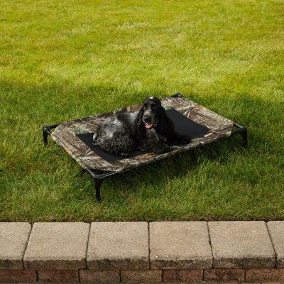 K&H Pet Products K&H Pet Products Original Steel Frame Cot Outdoor Elevated Dog Bed, Realtree Edge, Camo/Black Mesh, Large