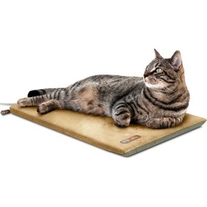 K&H Pet Products Thermo-Kitty Mat Heated Cat Bed, Sage/Tan 