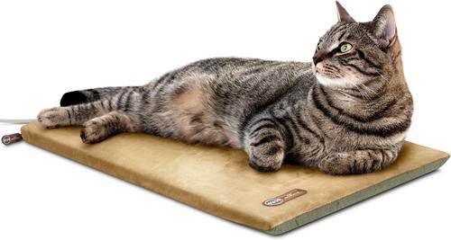K&H PET PRODUCTS Thermo-Kitty Mat Heated Cat Bed, Sage/Tan