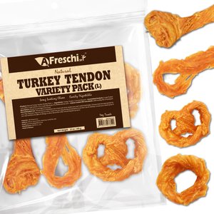 AFreschi Variety Pack Natural Turkey Tendon Dog Chew Treats, Large: 10-oz bag