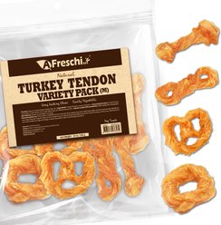 AFreschi Variety Pack Natural Turkey Tendon Dog Chew Treats, Medium: 10-oz bag