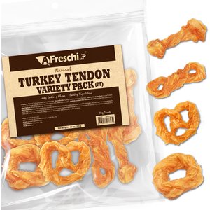 AFreschi Variety Pack Natural Turkey Tendon Dog Chew Treats, Medium: 10-oz bag