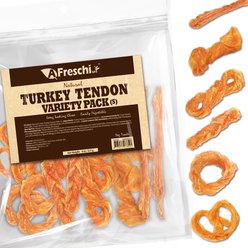 AFreschi Variety Pack Natural Turkey Tendon Dog Chew Treats, Small: 8-oz bag